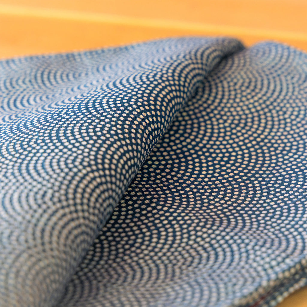 Furoshiki de doble cara de 50 cm | Asanoha Nami azul marino y rojo