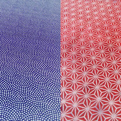 Double Sided Furoshiki 50cm | Asanoha Nami Navy & Red