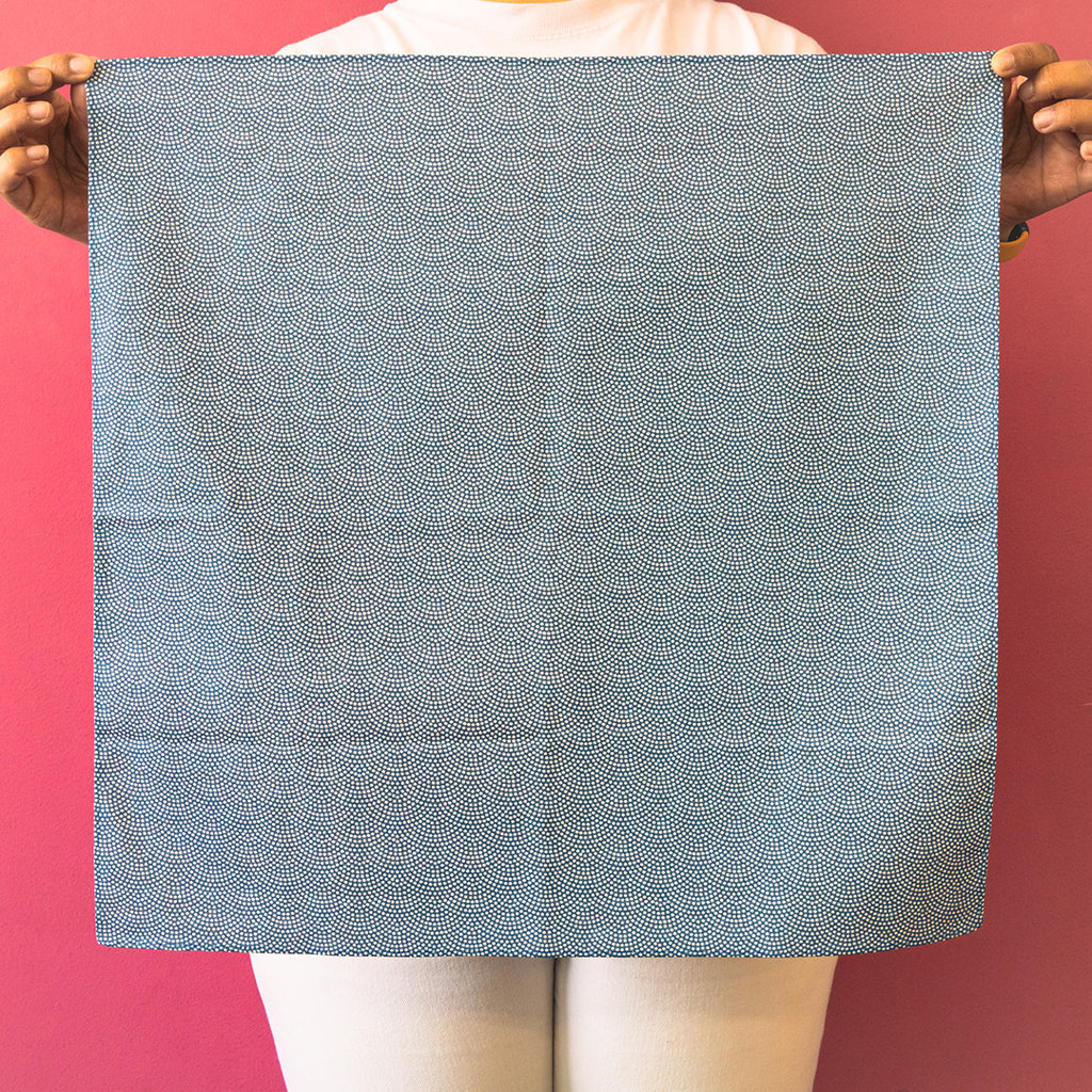 Furoshiki de doble cara de 50 cm | Asanoha Nami azul marino y rojo