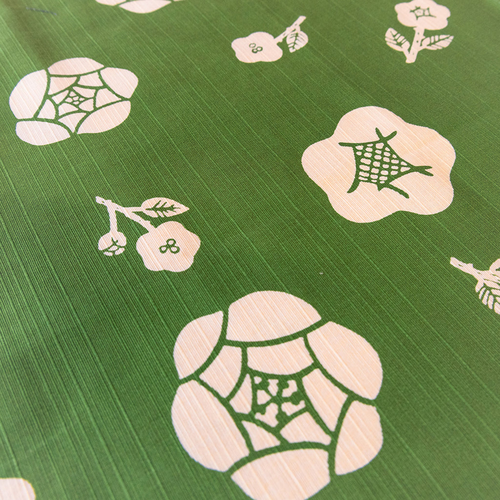 Double Sided Furoshiki 50cm | Green & Pink Rose