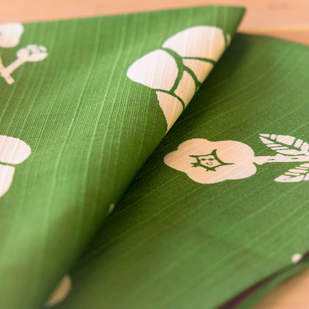 Double Sided Furoshiki 50cm | Green & Pink Rose