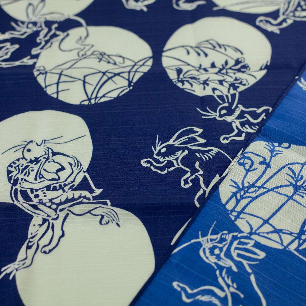 Chojyugiga Reversible Furoshiki 50cm | Navy & Blue