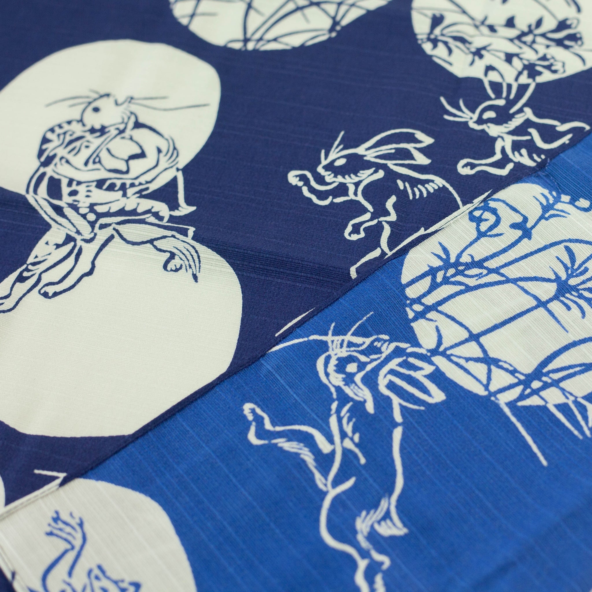 Chojyugiga Reversible Furoshiki 50cm | Navy & Blue