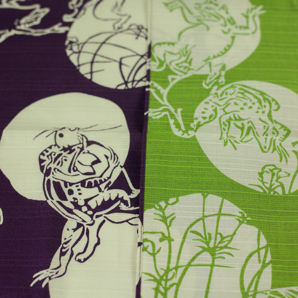 Chojyugiga Reversible Furoshiki 50cm | Purple & Green