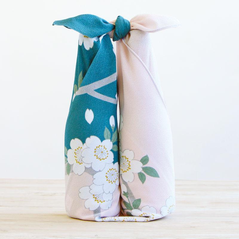 Koetsu Chirimen Furoshiki 68cm | Sakura (green)