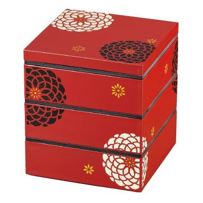 Ojyu Three Tier Picnic Box Medium | Red (15cm)