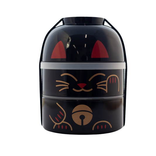 Big Kokeshi Bento Maneki-Neko Black 1200mL