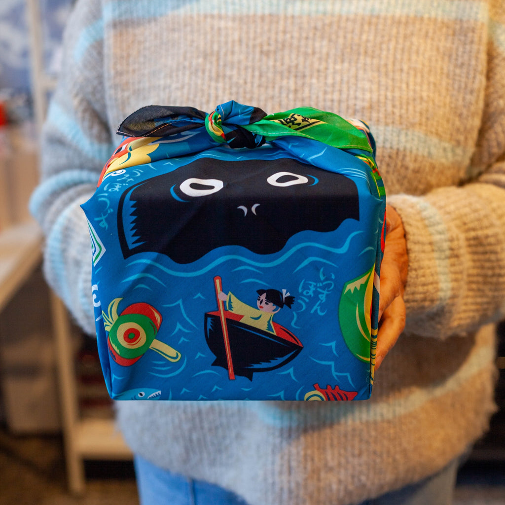 Cochae Musubi Furoshiki 70cm | Folk Tales, Sea Edition (blue)