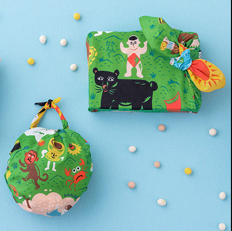 Cochae Musubi Furoshiki 70cm – Japanese Folk Tales, Mountain Green