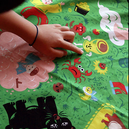 Cochae Musubi Furoshiki 70cm | Folk Tales, Mountain Edition (green)