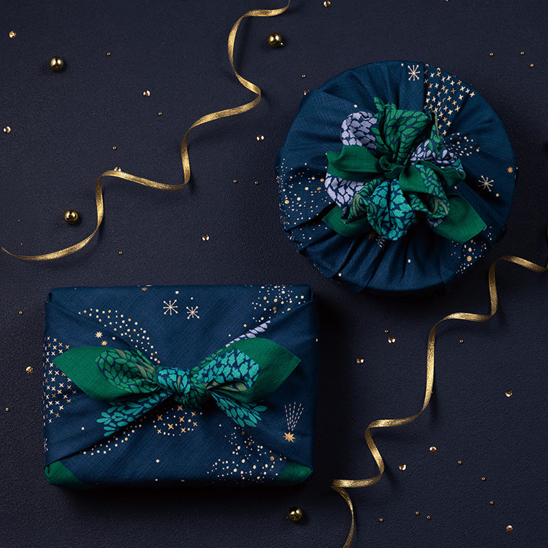 Furoshiki Hime Musubi 70 cm | Bosque de estrellas (azul marino)