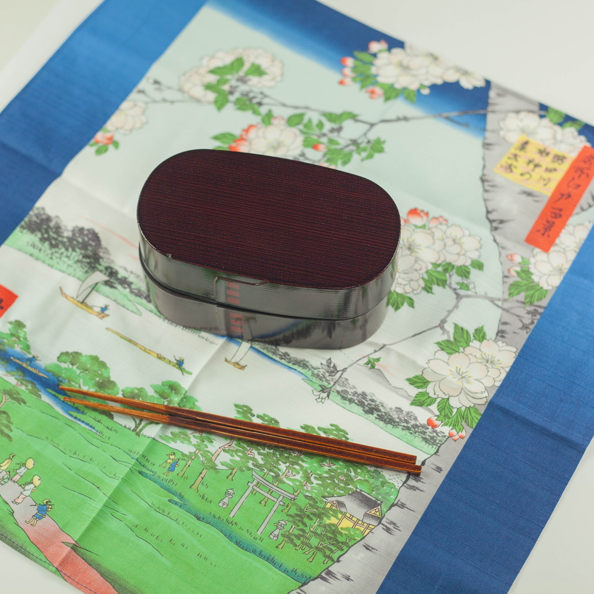 Arte Furoshiki 48cm | Santuario Suijin y Massaki en el río Sumida