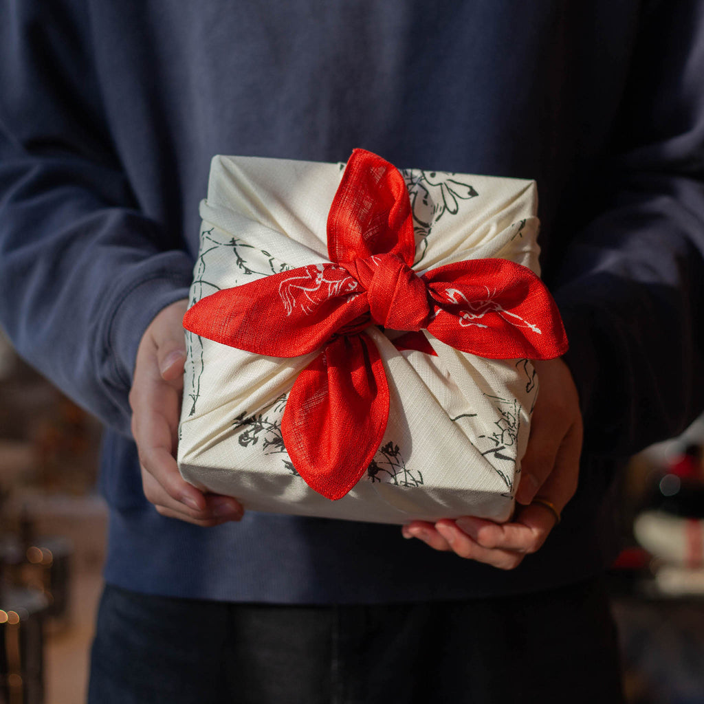 Chojyugiga Rabbit Frog Monkey Furoshiki 68cm | Red