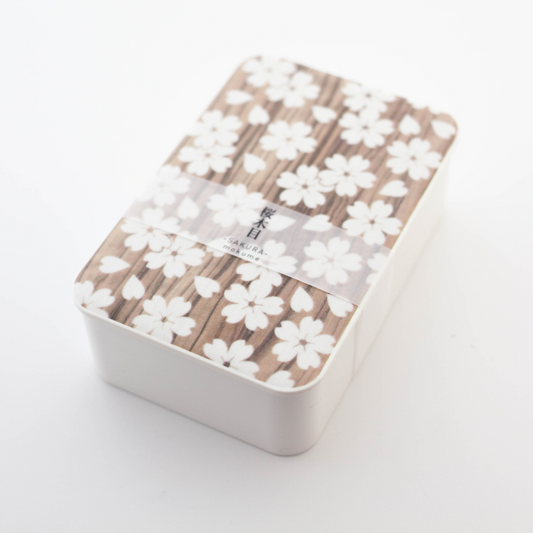 Sakura Mokume One Tier Bento Box | White 600mL