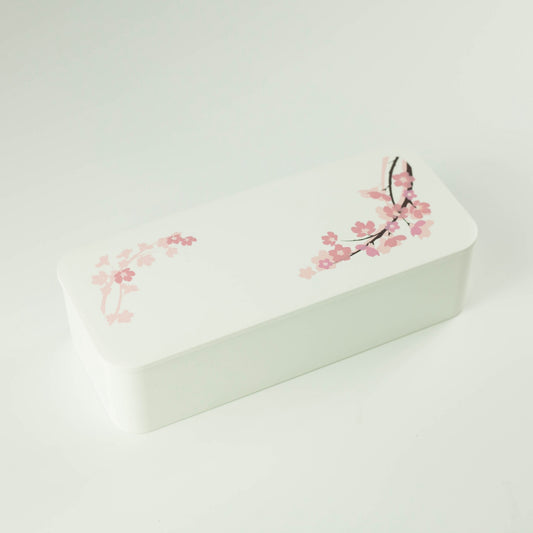 Sakura One-tier Slim Bento Box (550mL) | White