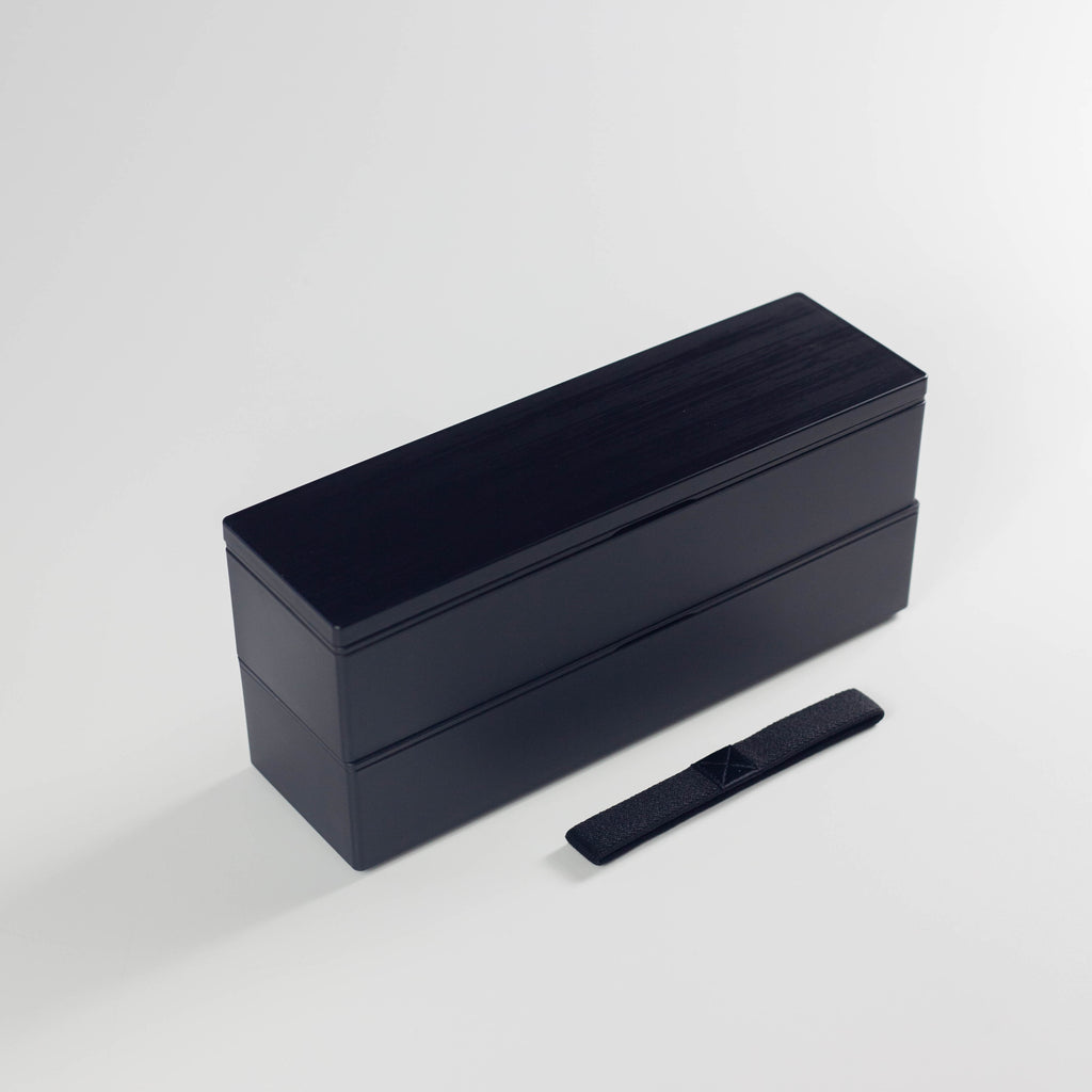 Fiambrera Bento de dos niveles estilo madera | Larga, 840 ml