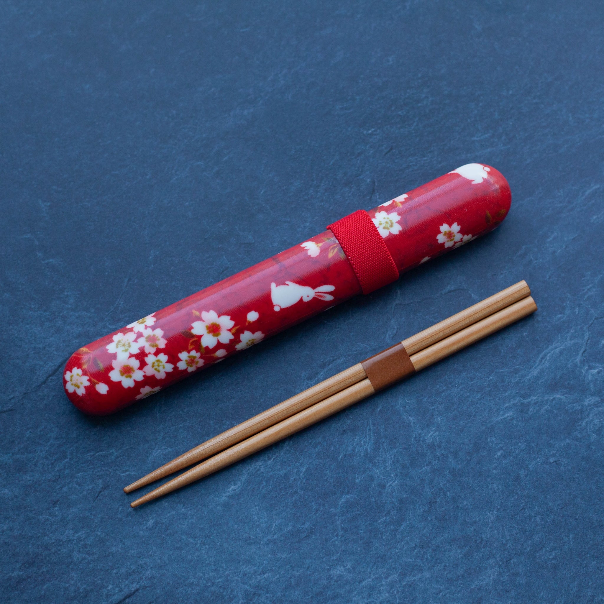 Sakura Rabbit Chopsticks Set | Red