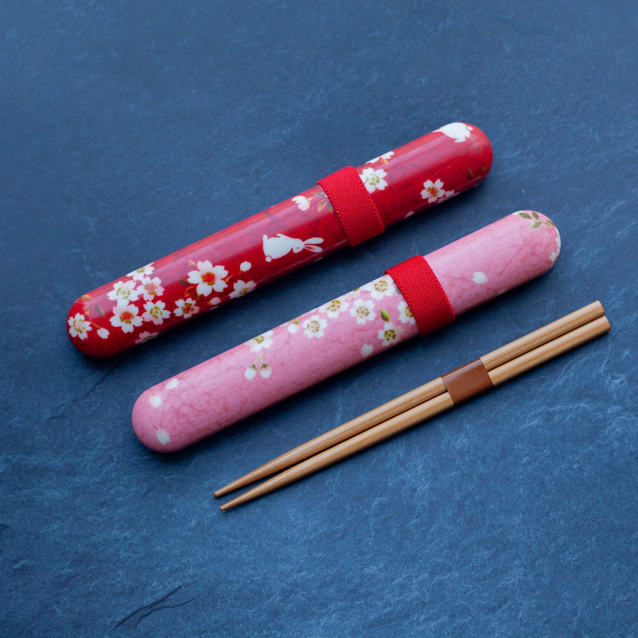 Sakura Rabbit Chopsticks Set | Red