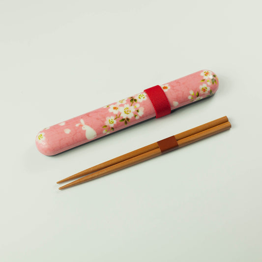 Sakura-Kaninchen-Essstäbchen-Set | Rosa