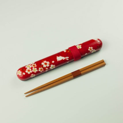 Sakura Rabbit Chopsticks Set | Red