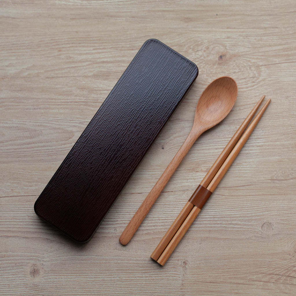 Wooden Chopstick and Spoon Set | Dark Brown