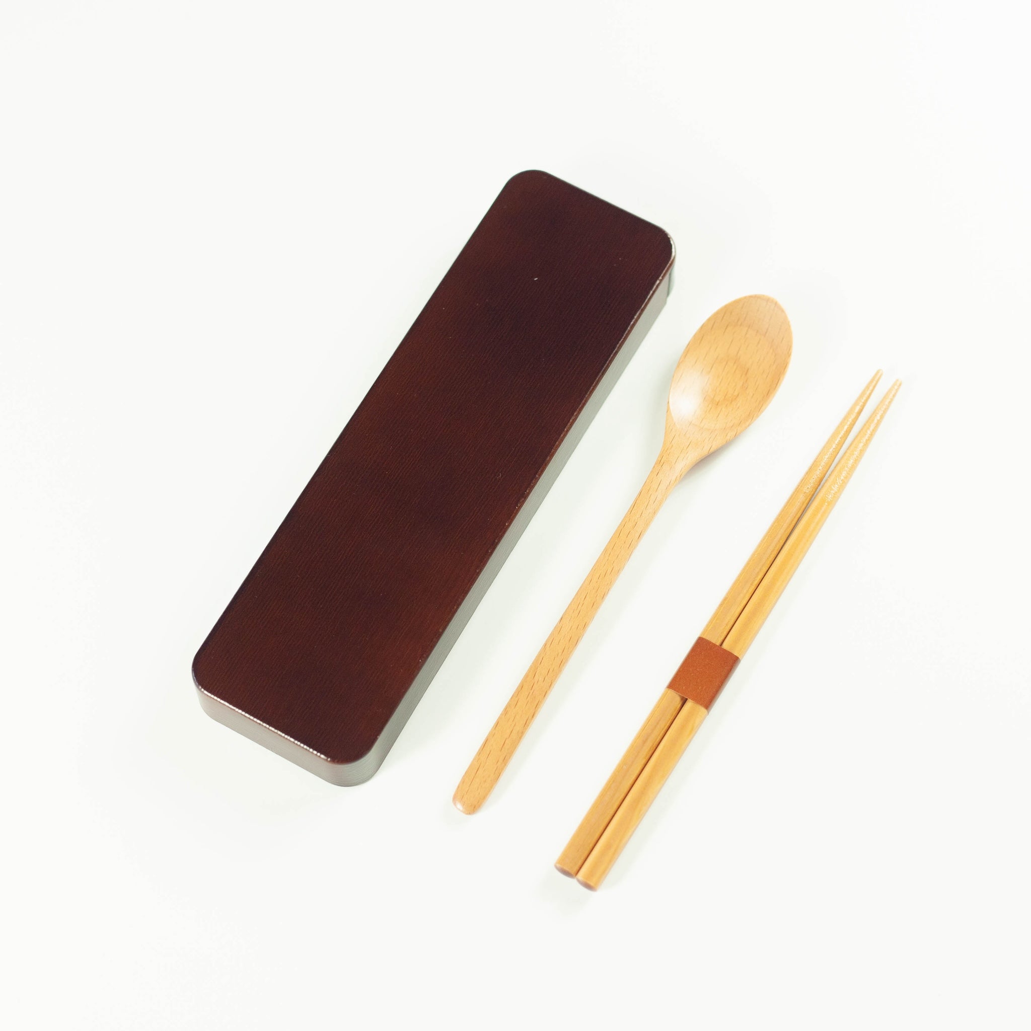 Essstäbchen- und Löffel-Set aus Holz | Dunkelbraun