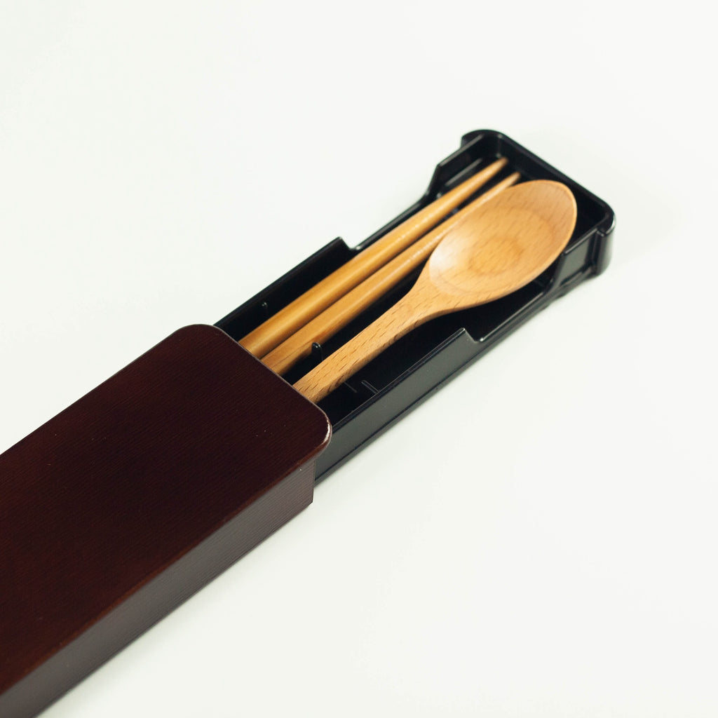 Wooden Chopstick and Spoon Set | Dark Brown