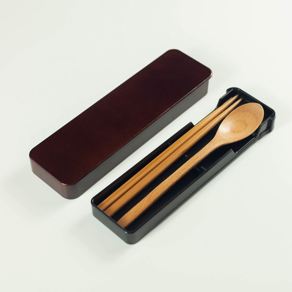 Wooden Chopstick and Spoon Set | Dark Brown