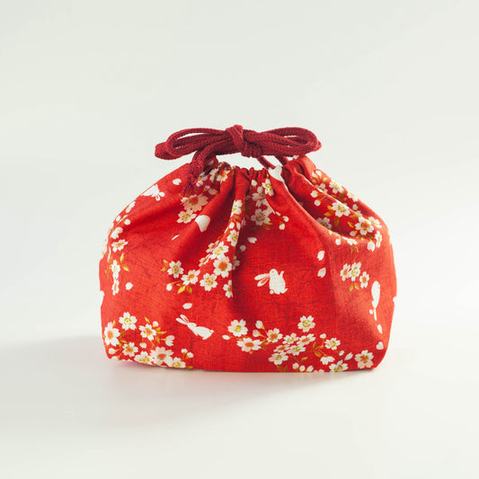 Sakura Rabbit Bento Bag | Red