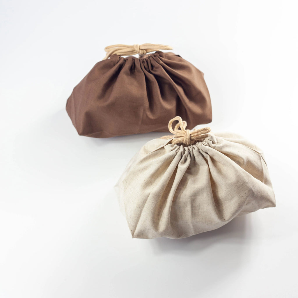 Bolsa de almuerzo con cordón de lino XL | Marrón