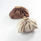 Bolsa de almuerzo con cordón de lino XL | Marrón