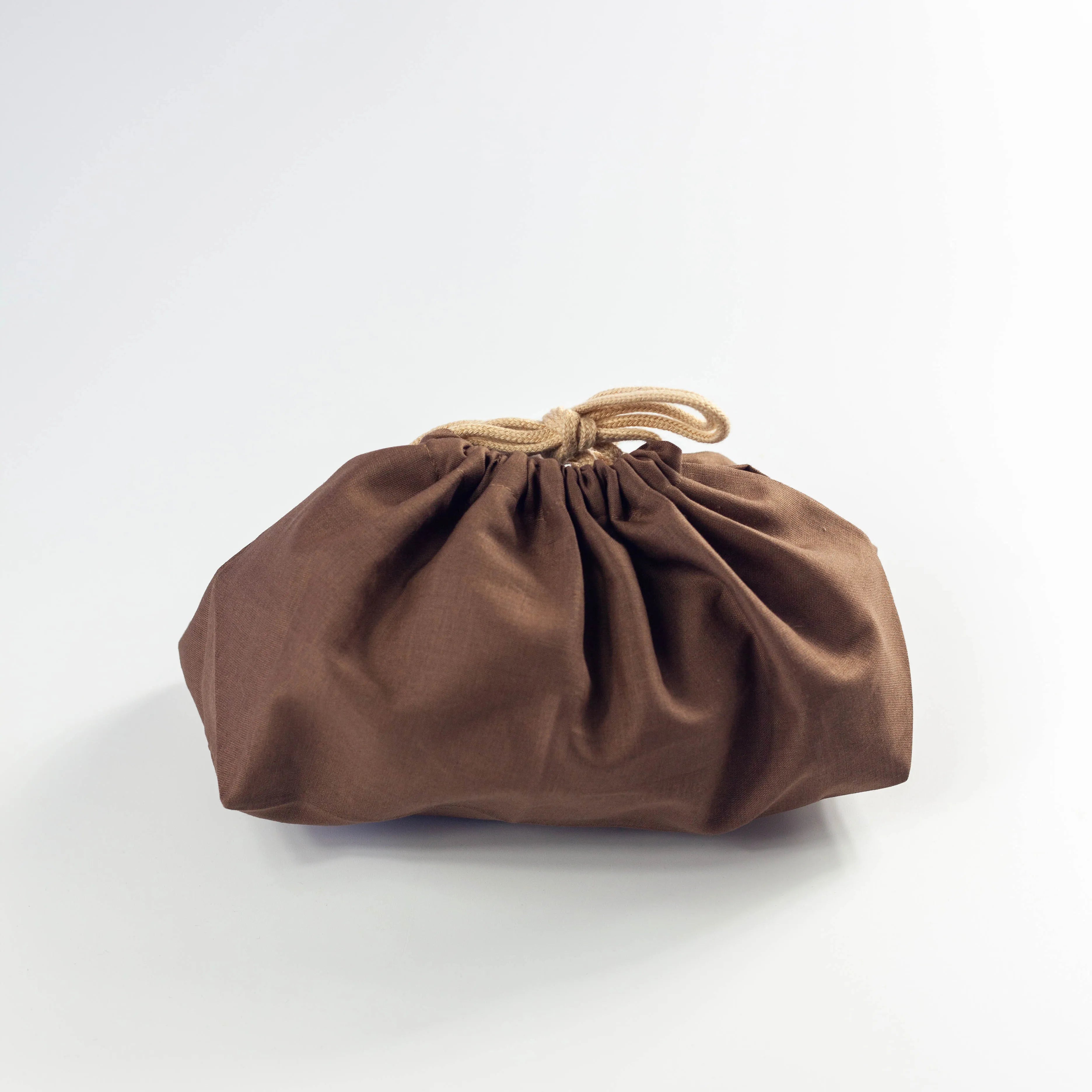 Bolsa de almuerzo con cordón de lino XL | Marrón