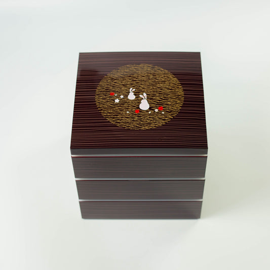 Usagi Mokume Large 3 Tier Picnic Box (18cm)