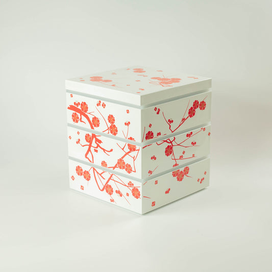 Caja Bento de Flor de Ciruelo | Blanco (15cm)