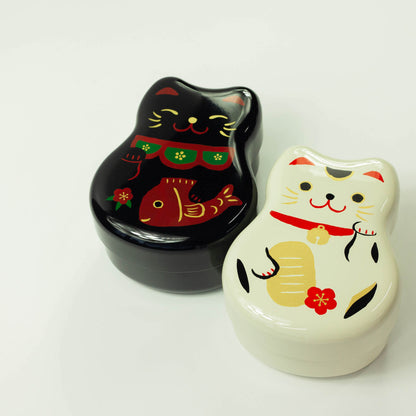 Bento-Box mit Maruko-Katze, zweistöckig | Weiß