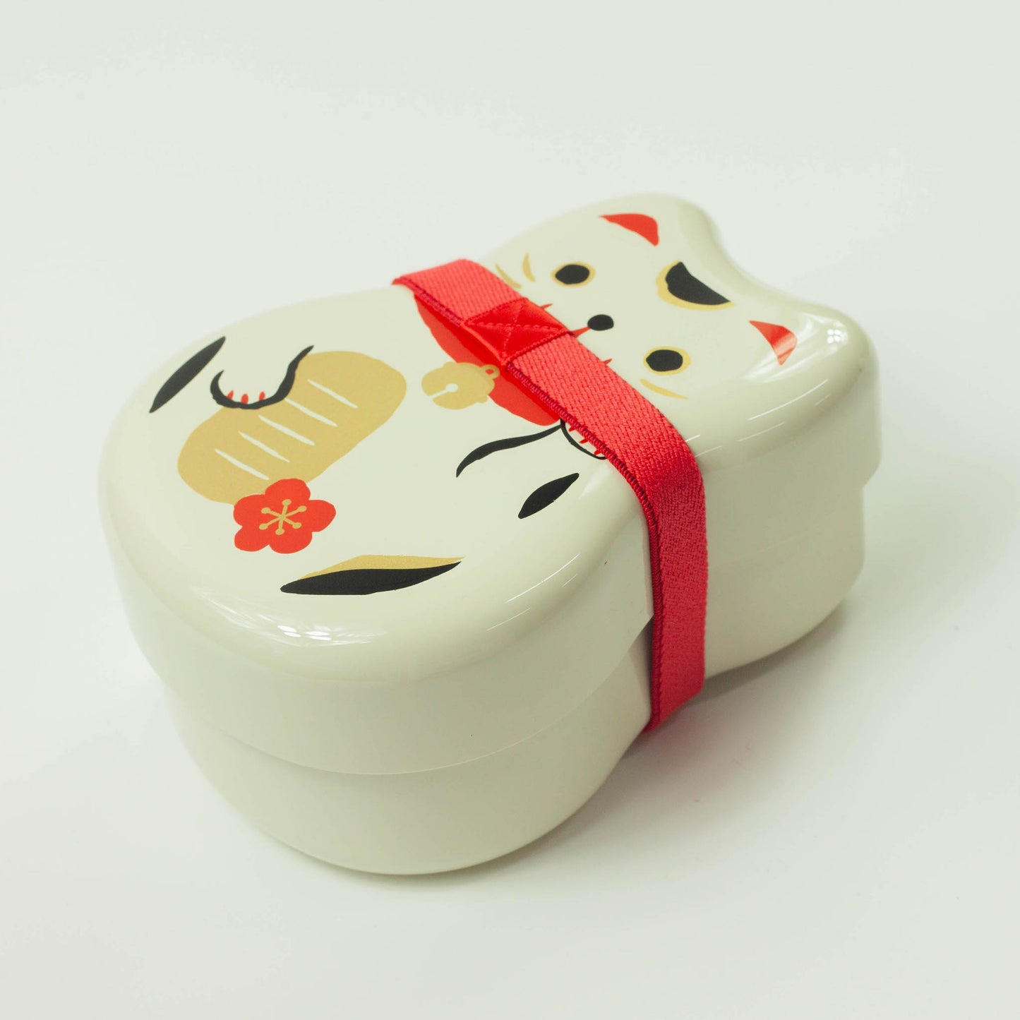 Bento-Box mit Maruko-Katze, zweistöckig | Weiß