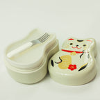 Maruko Cat Two Tier Bento Box | White