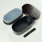 Caja bento Nuri Wappa en tono madera | Madera oscura, 900 ml