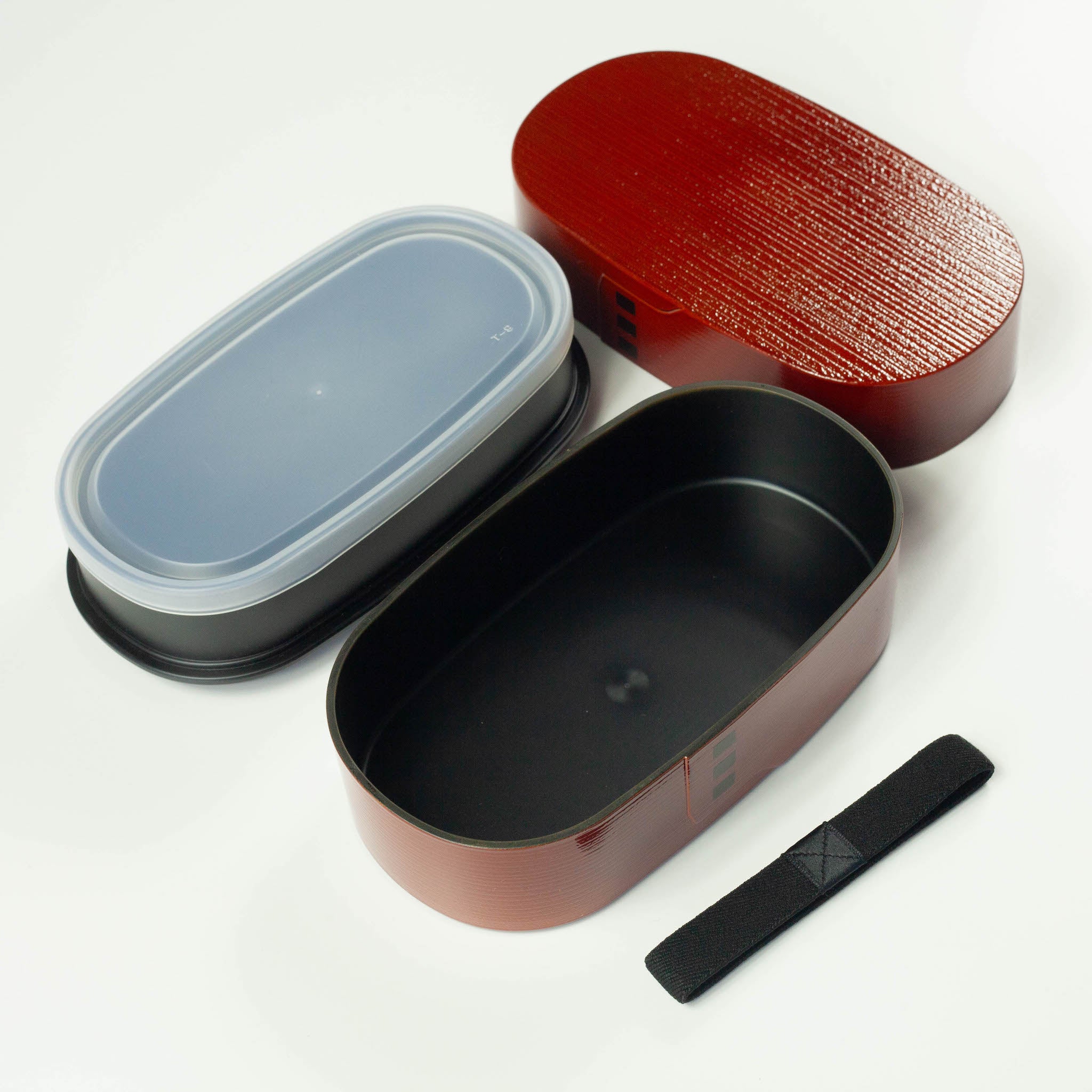 Caja bento Nuri Wappa en tono madera | Roja, 900 ml