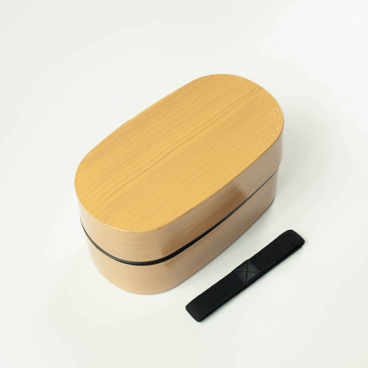 Caja Bento en tono madera Nuri Wappa | Madera Clara 900mL