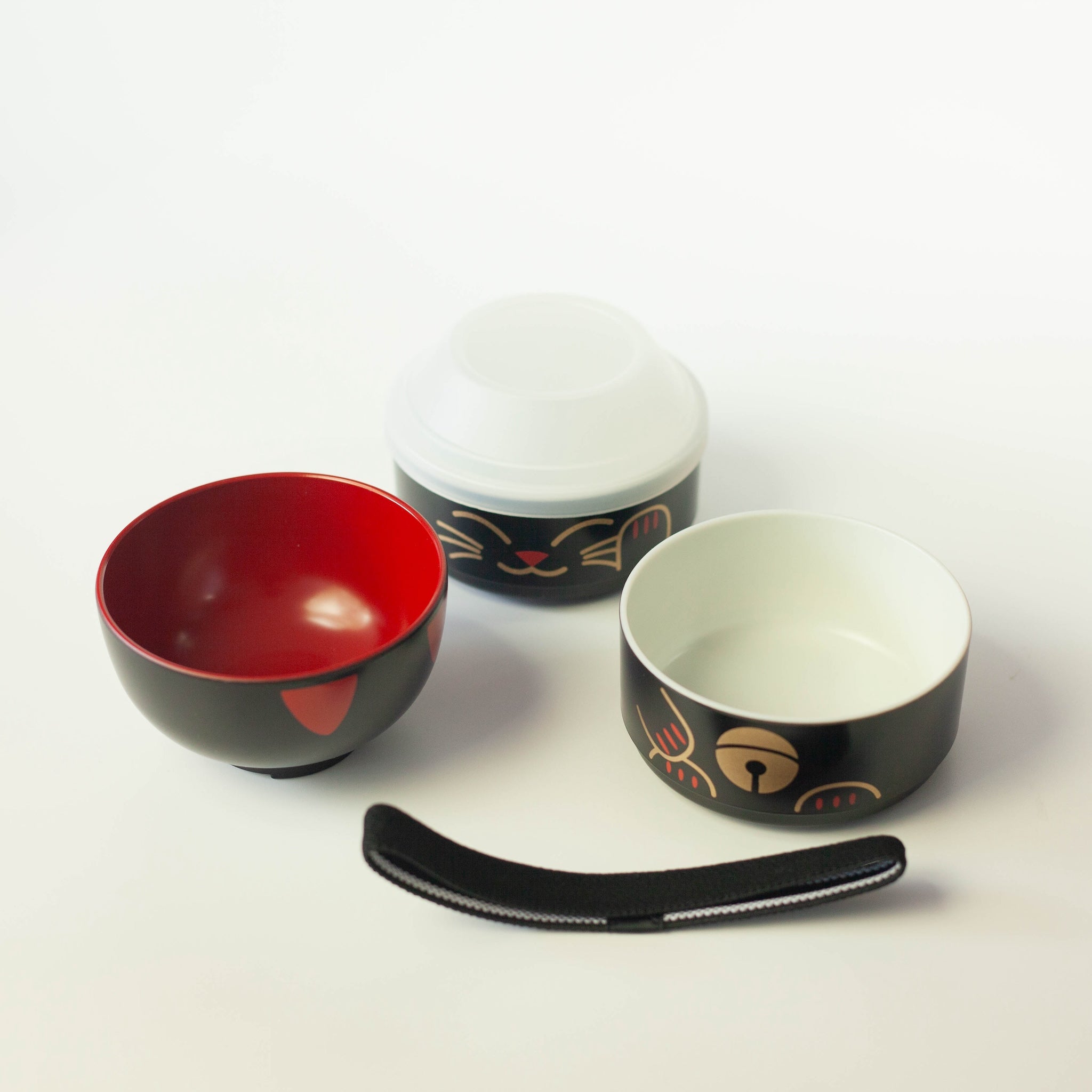 Kokeshi Bento Box | Maneki Neko Black