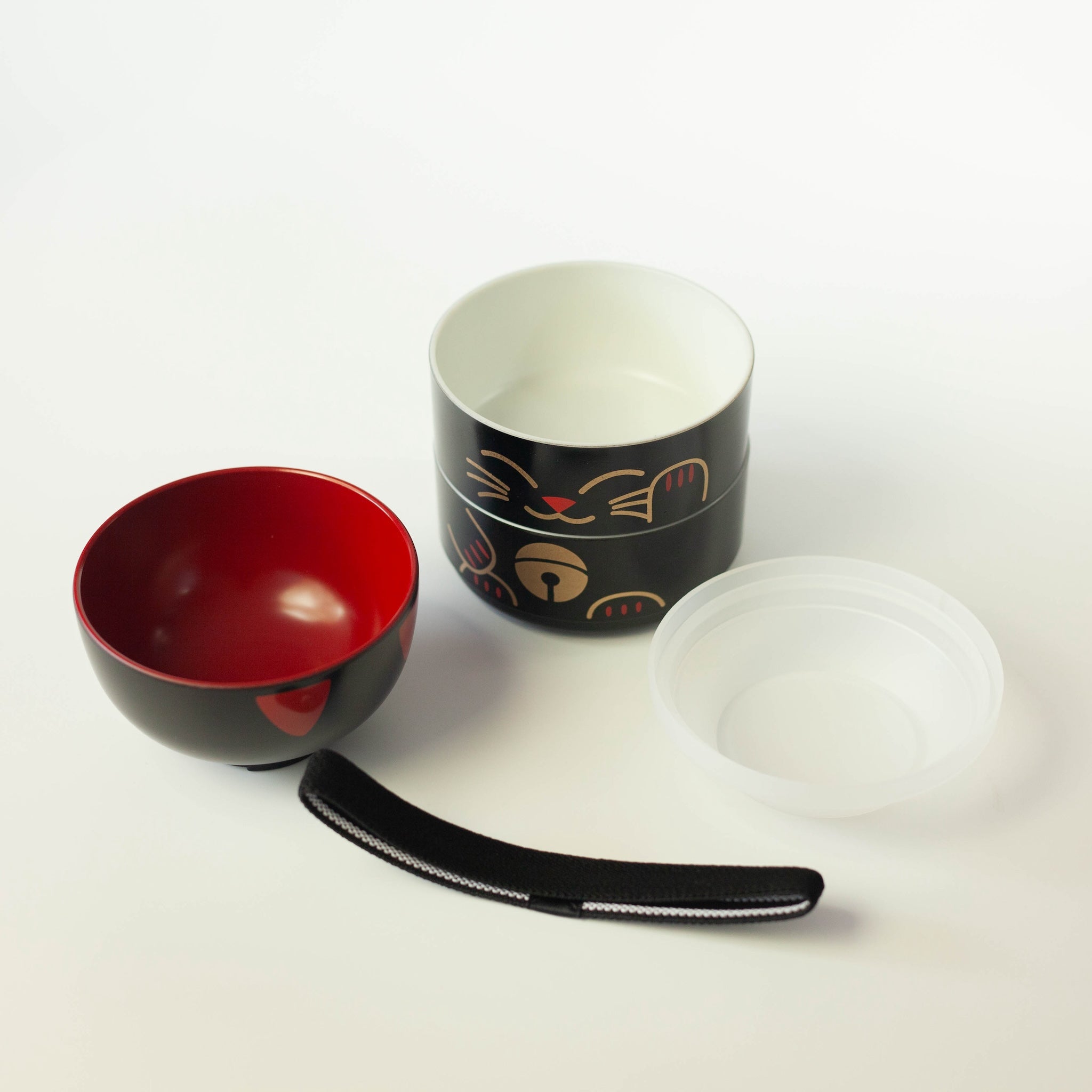 Kokeshi Bento Box | Maneki Neko Black
