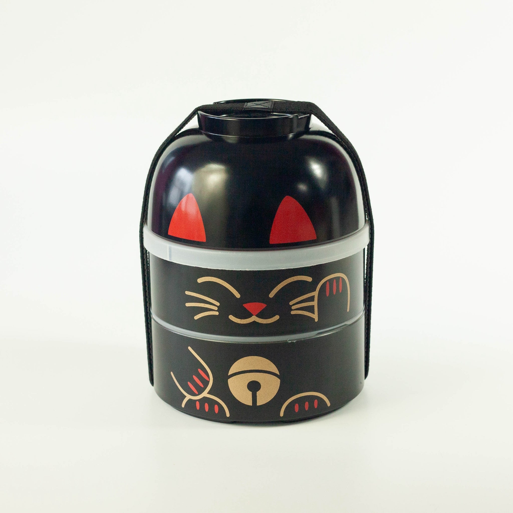 Gran Kokeshi Bento Maneki-Neko Negro 1200mL