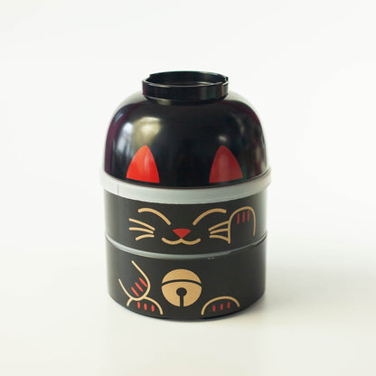 Big Kokeshi Bento Maneki-Neko Black 1200mL