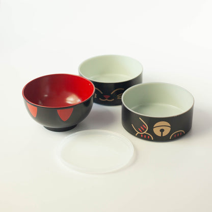 Big Kokeshi Bento Maneki-Neko Black 1200mL