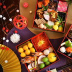 Caja de picnic de tres niveles Ojyu, mediana | Roja (15 cm) 