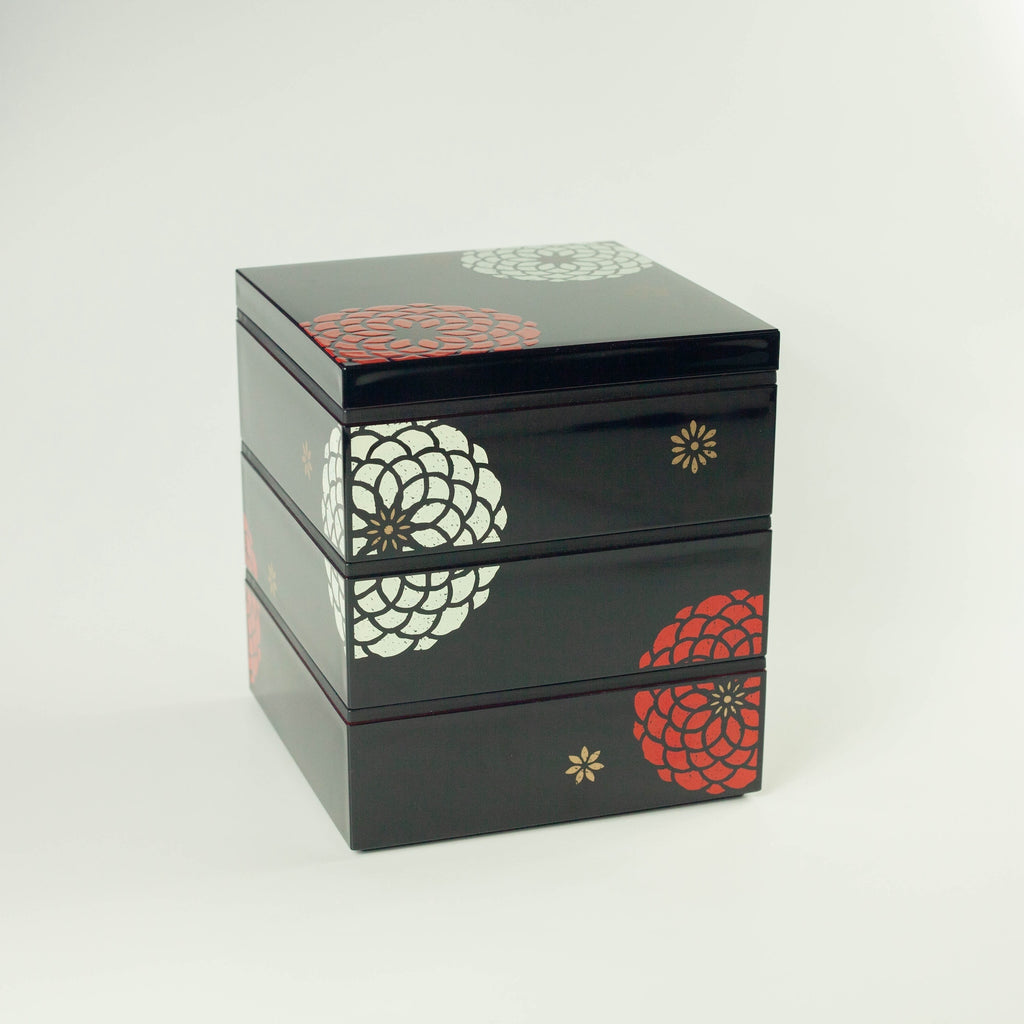 Ojyu Three Tier Picnic Box Medium | Black (15cm)