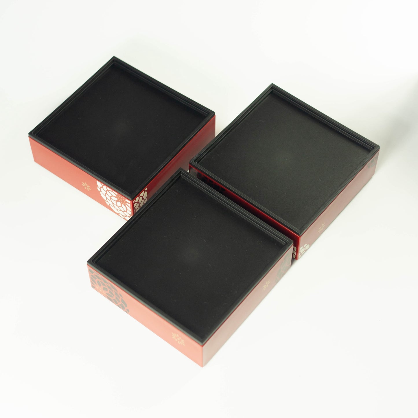 Caja de picnic de tres niveles Ojyu, mediana | Roja (15 cm) 