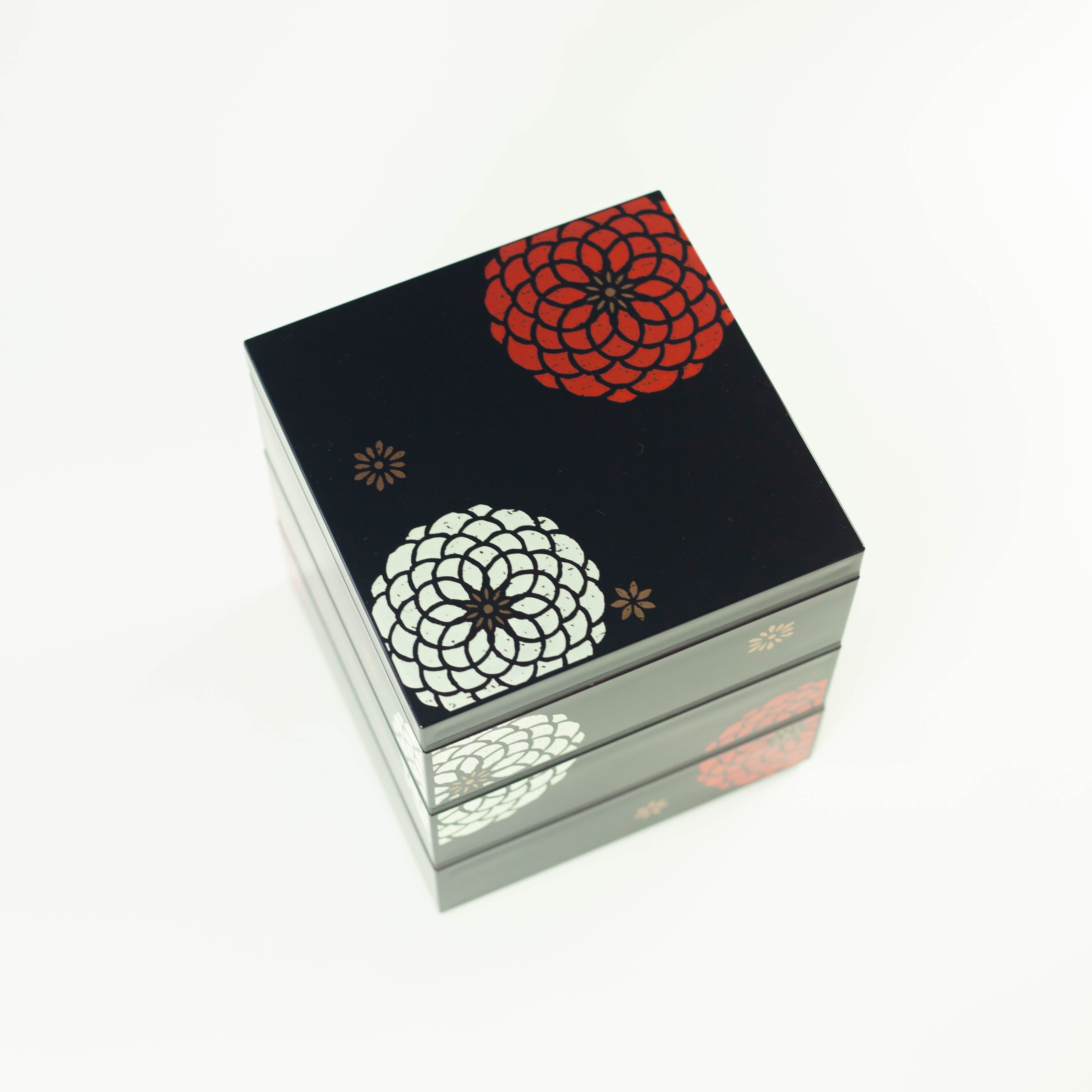 Ojyu Three Tier Picnic Box Medium | Black (15cm)