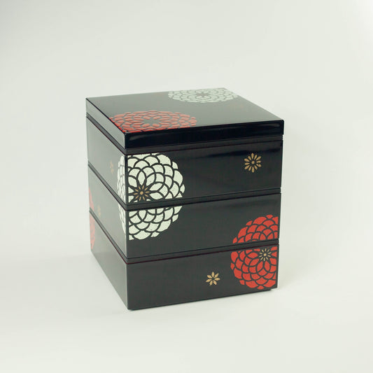 Ojyu Three Tier Picnic Box Large | Black (18cm)